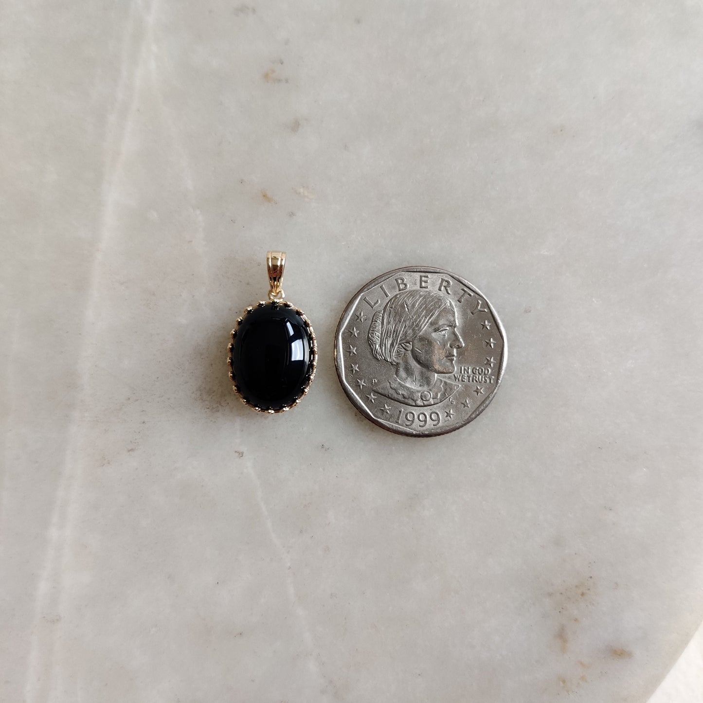 Natural Black Onyx Pendant, 14K Solid Yellow Gold Black Onyx Pendant, December Birthstone Pendant, Crown Bezel Pendant, Christmas Present