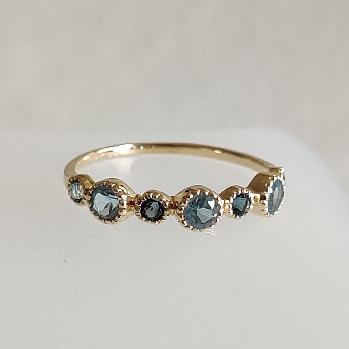 Natural Sky Blue Topaz & London Blue Topaz Ring, 14K Solid Yellow Gold Topaz Ring, December Birthstone Ring, Stackable Ring, Dainty Ring