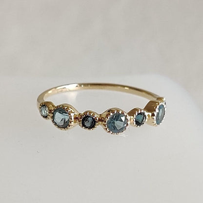 Natural Sky Blue Topaz & London Blue Topaz Ring, 14K Solid Yellow Gold Topaz Ring, December Birthstone Ring, Stackable Ring, Dainty Ring