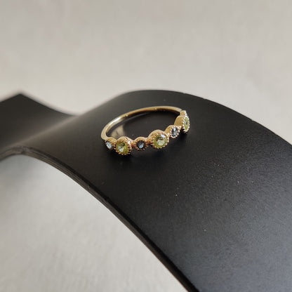 Natural Peridot & London Blue Topaz Ring, 14K Solid Yellow Gold Ring, August December Birthstone Ring, Stackable Gemstone Ring, Dainty Ring