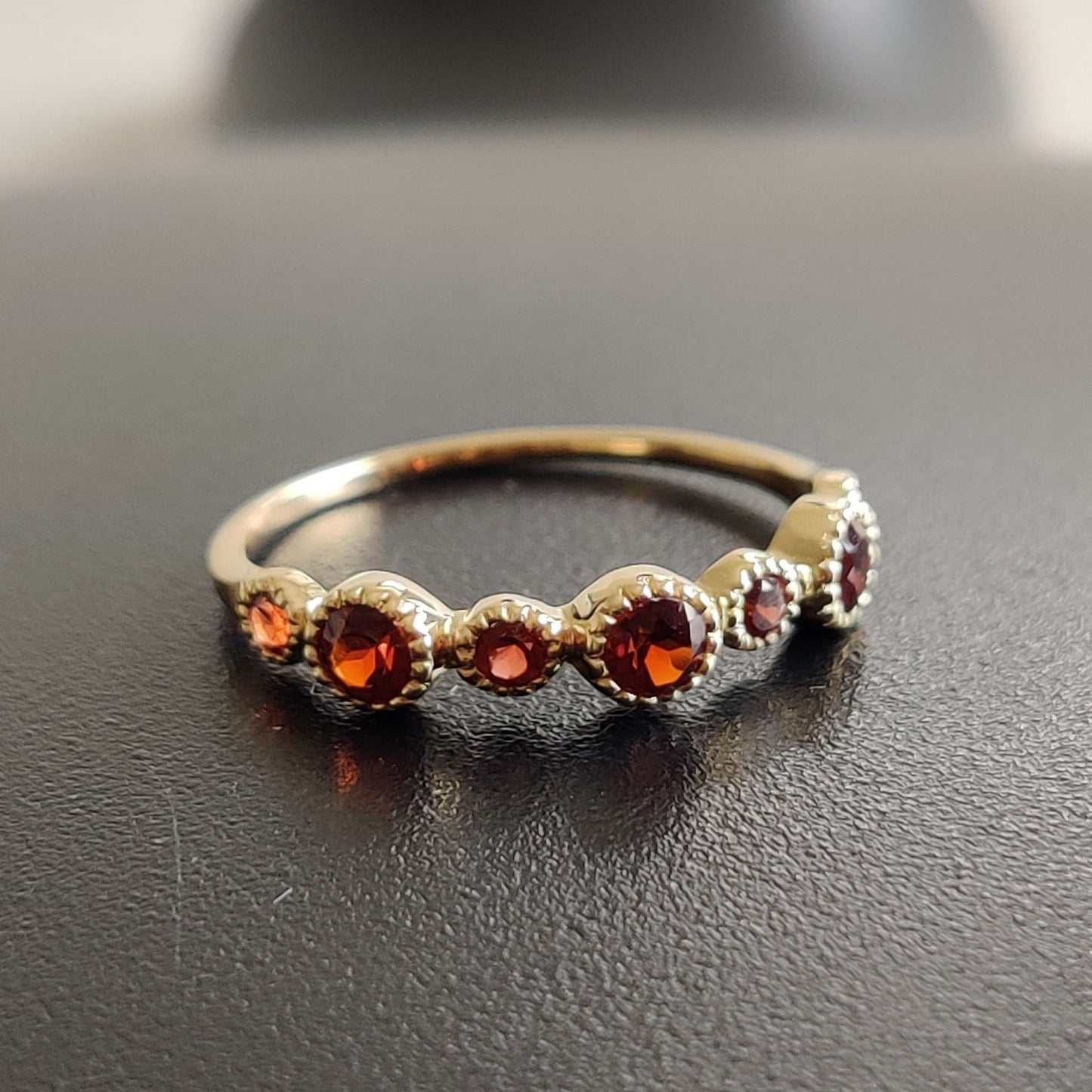 Natural Garnet Ring, Statement Ring Set in 14K Solid Yellow Gold, January Birthstone Ring, Stackable Ring, Dainty Ring, Garnet Jewelry