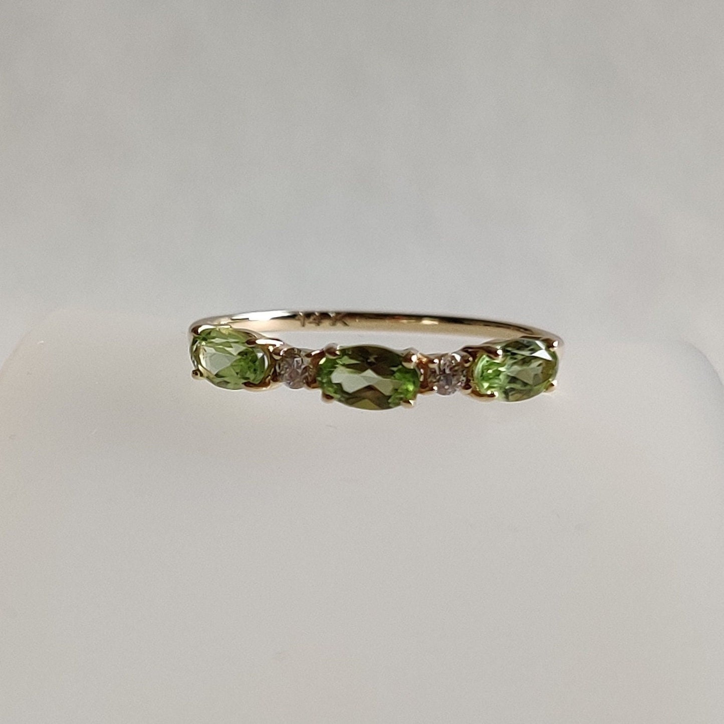 Natural Peridot & Diamond Ring, 14K Solid Yellow Gold Ring, August Birthstone Ring, Peridot Jewelry, Diamond Ring, Christmas Gift