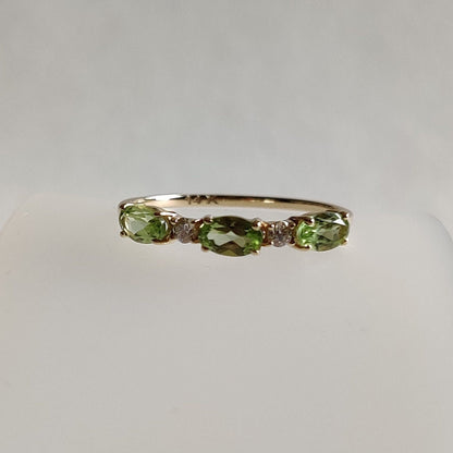 Natural Peridot & Diamond Ring, 14K Solid Yellow Gold Ring, August Birthstone Ring, Peridot Jewelry, Diamond Ring, Christmas Gift