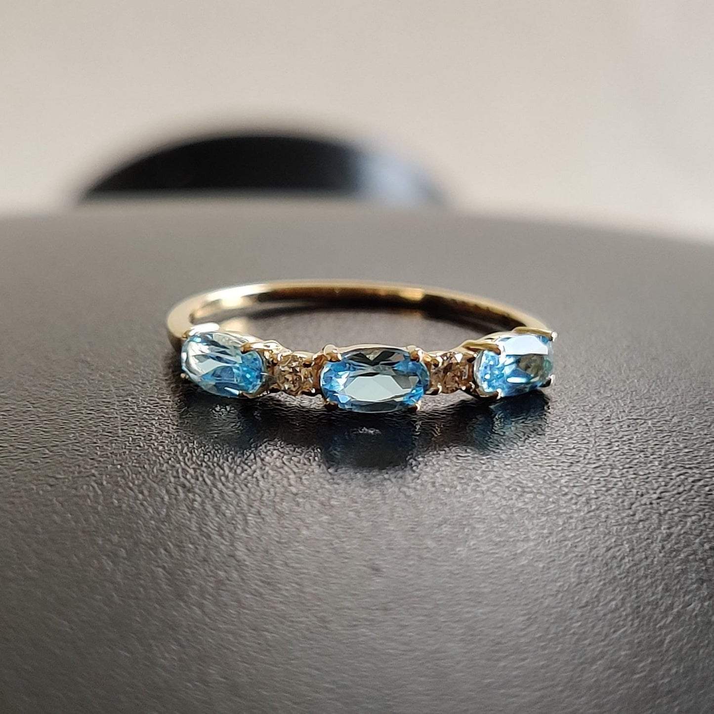 Natural Sky Blue Topaz Diamond Ring, 14K Solid Yellow Gold Ring, December Birthstone, Dainty Topaz Ring, Blue Topaz Jewelry, Christmas Gift