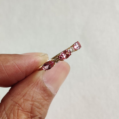 Natural Pink Topaz & Diamond Ring, 14K Solid Yellow Gold Ring, December Birthstone, Dainty Topaz Ring, Pink Topaz Jewelry, Christmas Gift