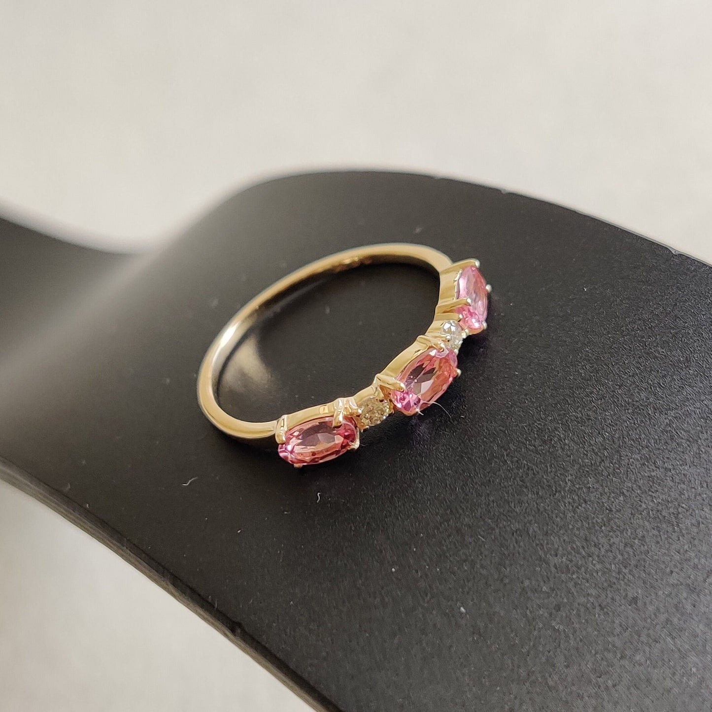 Natural Pink Topaz & Diamond Ring, 14K Solid Yellow Gold Ring, December Birthstone, Dainty Topaz Ring, Pink Topaz Jewelry, Christmas Gift