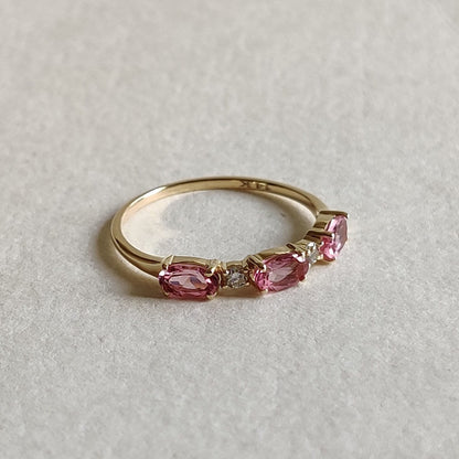 Natural Pink Topaz & Diamond Ring, 14K Solid Yellow Gold Ring, December Birthstone, Dainty Topaz Ring, Pink Topaz Jewelry, Christmas Gift