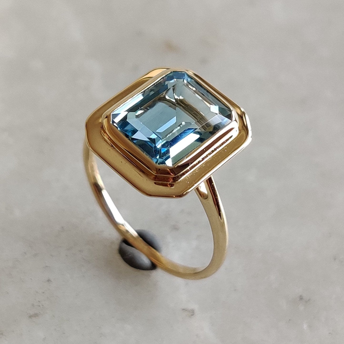 Natural Sky Blue Topaz Ring, 14K Solid Gold Ring, 14k Gold Sky Blue Topaz Ring, December Birthstone, Christmas Gift, Sky BlueTopaz Jewelry