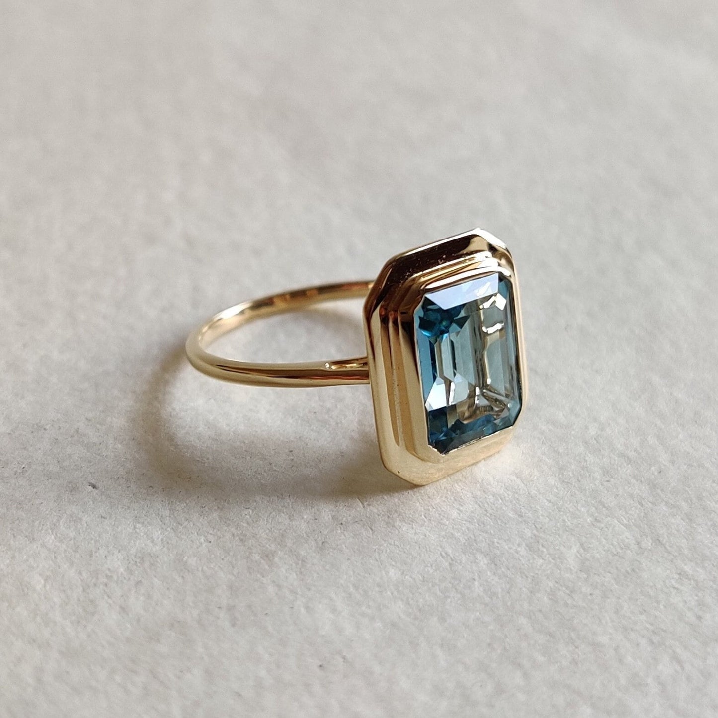 Natural Sky Blue Topaz Ring, 14K Solid Gold Ring, 14k Gold Sky Blue Topaz Ring, December Birthstone, Christmas Gift, Sky BlueTopaz Jewelry