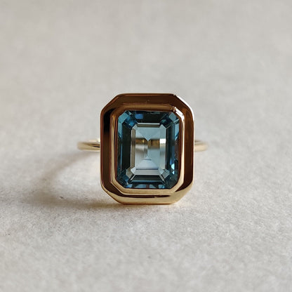 Natural Sky Blue Topaz Ring, 14K Solid Gold Ring, 14k Gold Sky Blue Topaz Ring, December Birthstone, Christmas Gift, Sky BlueTopaz Jewelry