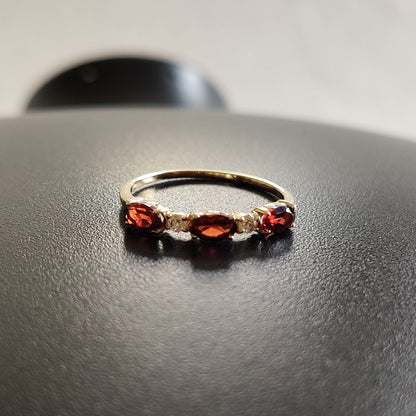 Natural Garnet & Diamond Ring, 14K Solid Yellow Gold Garnet Ring, January Birthstone Ring, Garnet Jewelry, Christmas Gift, Diamond Ring