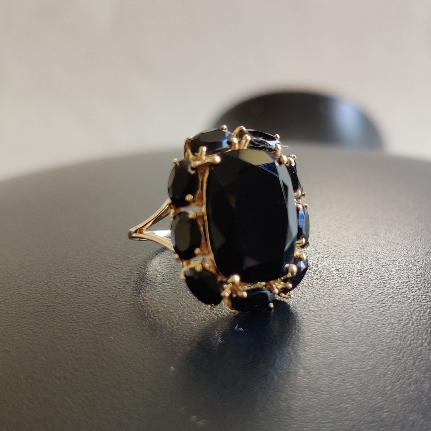 Natural Black Onyx Ring, 14K Solid Yellow Gold Black Spinel Ring, December Birthstone Ring, Cocktail Ring, Spinel Jewelry, Birthday Present