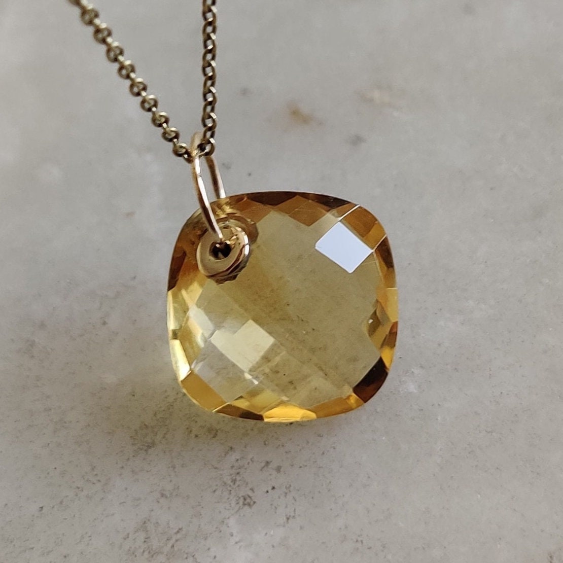 Natural Citrine Pendant, 14K Solid Yellow Gold Citrine Pendant, November Birthstone Pendant, Citrine Jewelry, Christmas Present