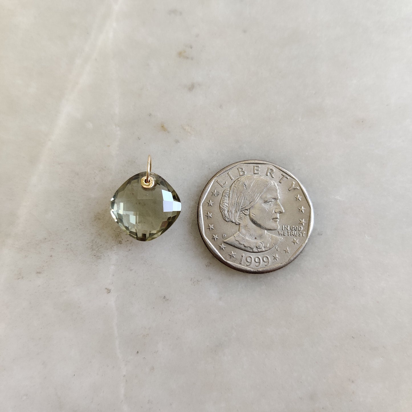 Natural Green Amethyst Pendant, 14K Solid Gold Amethyst Pendant, February Birthstone Pendant, Green Amethyst Jewelry, Christmas Present