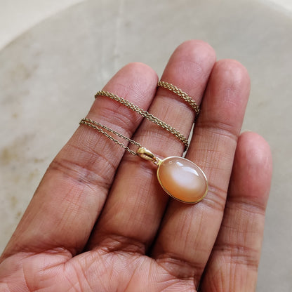 Natural Peach Moonstone Pendant, 14K Solid Yellow Gold Moonstone Pendant, June Birthstone, Christmas Gift, Bezel Pendant, Moonstone Jewelry