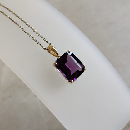 Natural Purple Amethyst Pendant, 14K Solid Gold Purple Amethyst Octagon Pendant, February Birthstone, Amethyst Jewelry, Christmas Gift