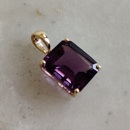 Natural Purple Amethyst Pendant, 14K Solid Gold Purple Amethyst Octagon Pendant, February Birthstone, Amethyst Jewelry, Christmas Gift