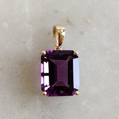 Natural Purple Amethyst Pendant, 14K Solid Gold Purple Amethyst Octagon Pendant, February Birthstone, Amethyst Jewelry, Christmas Gift