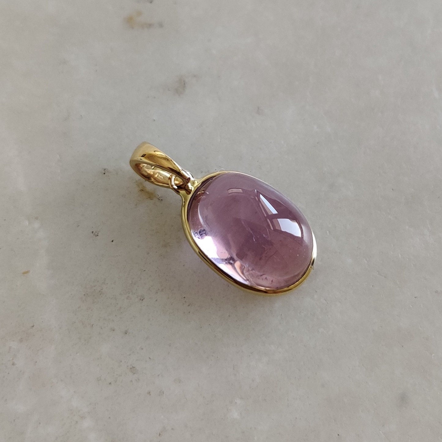 Natural Kunzite Pendant, 14K Solid Gold Kunzite Pendant, Solid Gold Bezel Pendant, October Birthstone, Christmas Gifts, Kunzite Jewelry