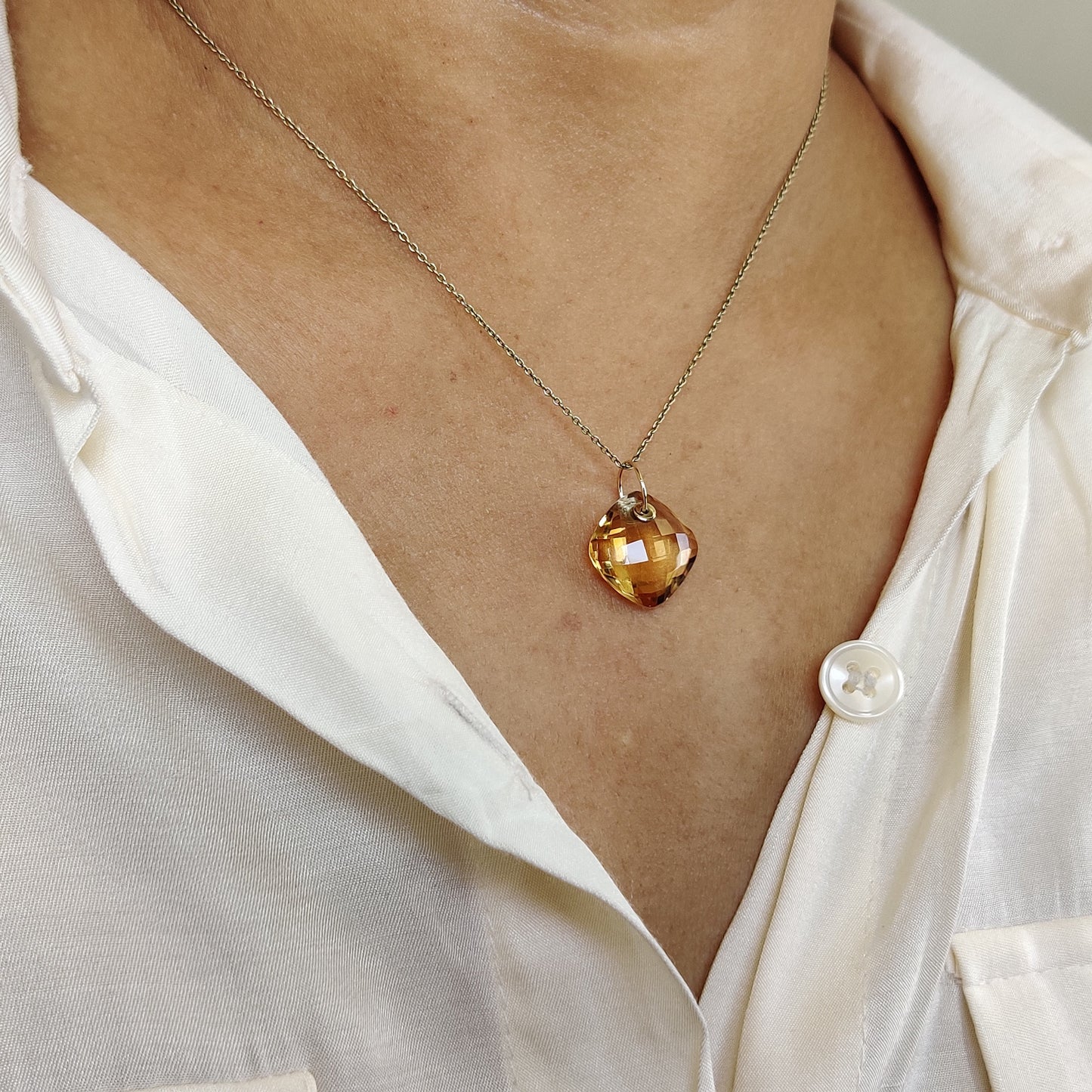 Natural Citrine Pendant, 14K Solid Yellow Gold Citrine Pendant, November Birthstone Pendant, Citrine Jewelry, Christmas Present