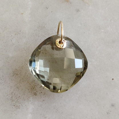 Natural Green Amethyst Pendant, 14K Solid Gold Amethyst Pendant, February Birthstone Pendant, Green Amethyst Jewelry, Christmas Present