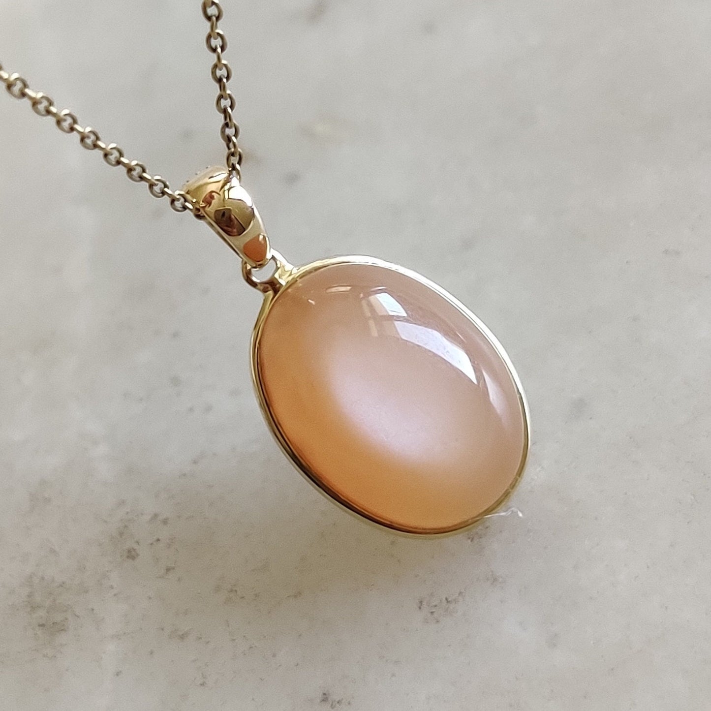 Natural Peach Moonstone Pendant, 14K Solid Yellow Gold Moonstone Pendant, June Birthstone, Christmas Gift, Bezel Pendant, Moonstone Jewelry