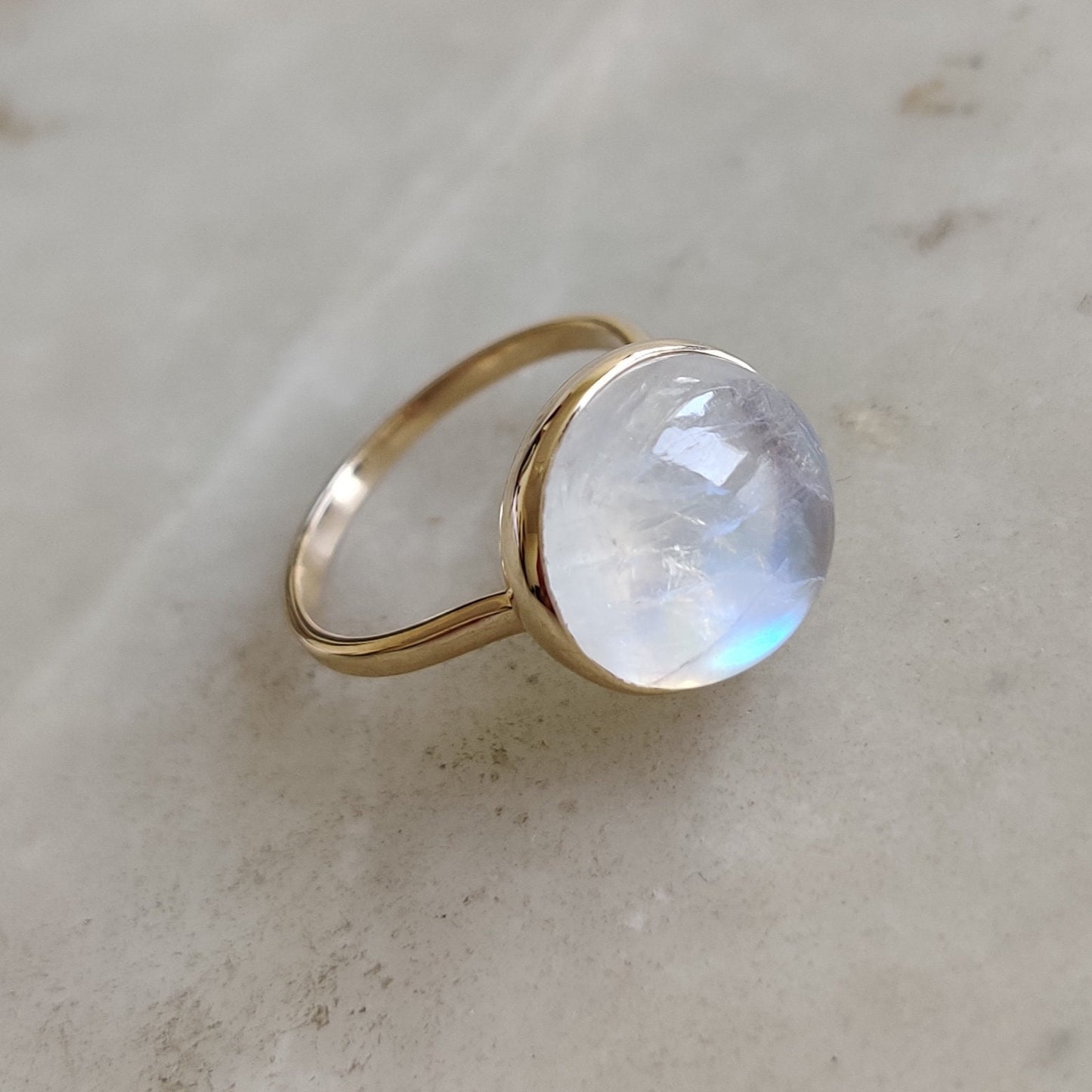 Natural Rainbow Moonstone Ring, 14K Solid Gold Ring, Rainbow Moonstone Gold Ring, Rainbow Moonstone Jewelry, Dainty Ring, June Birthstone