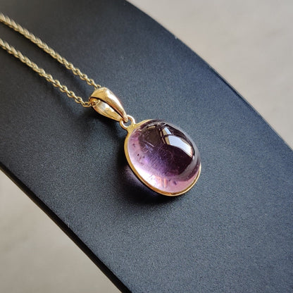 Natural Kunzite Pendant, 14K Solid Gold Kunzite Pendant, Solid Gold Oval Bezel Pendant, October Birthstone, Christmas Gifts, Kunzite Jewelry