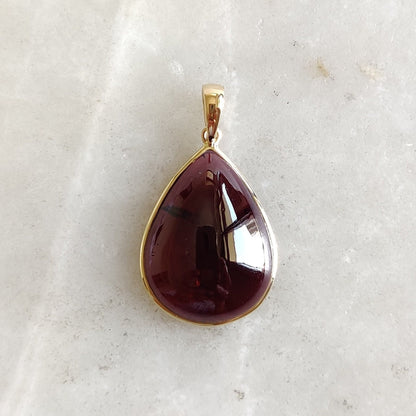 Natural Garnet Pendant, 14K Solid Gold Garnet Pendant, Solid Gold Pendant Necklace, January Birthstone, Christmas Gift, Garnet Jewelry