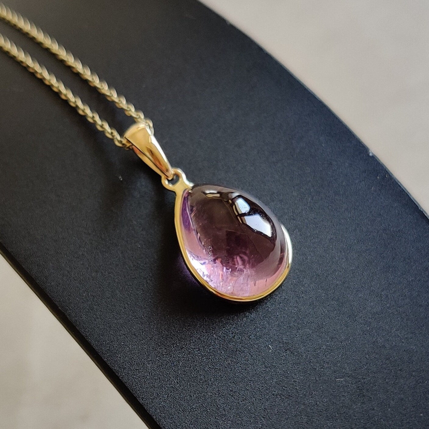 Natural Kunzite Pendant, 14K Solid Gold Kunzite Pendant, Solid Gold Bezel Pendant, October Birthstone, Christmas Gift, Kunzite Pendant