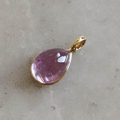 Natural Kunzite Pendant, 14K Solid Gold Kunzite Pendant, Solid Gold Bezel Pendant, October Birthstone, Christmas Gift, Kunzite Pendant