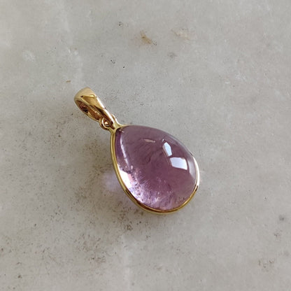 Natural Kunzite Pendant, 14K Solid Gold Kunzite Pendant, Solid Gold Bezel Pendant, October Birthstone, Christmas Gift, Kunzite Pendant