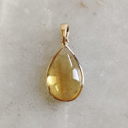 Natural Citrine Pendant, 14K Solid Yellow Gold Citrine Pendant, Pear Bezel Pendant, November Birthstone, Christmas Gift, Citrine Jewelry