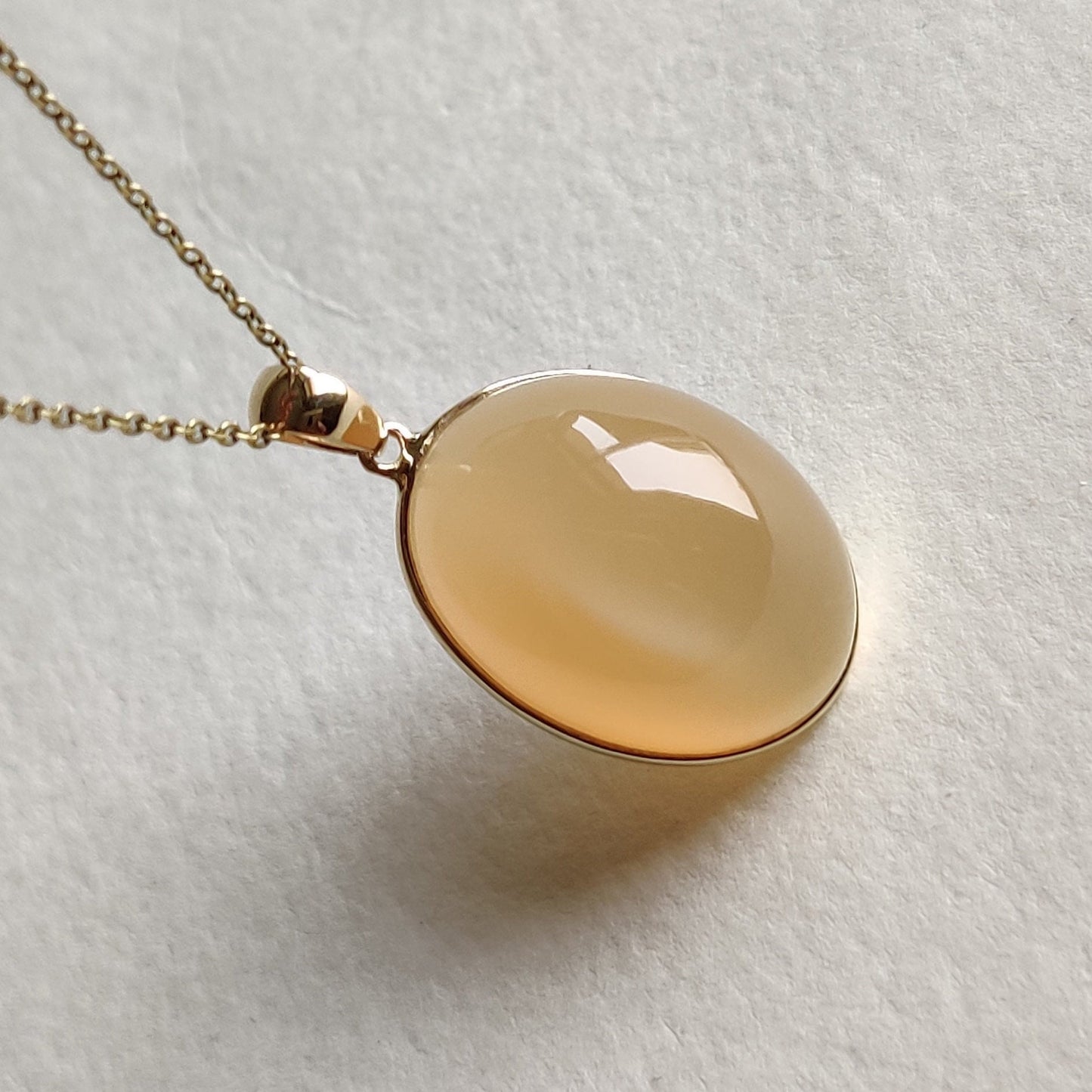 Natural Peach Moonstone Pendant, 14K Solid Yellow Gold Moonstone Pendant, June Birthstone, Bezel Pendant, Christmas Gift, Moonstone Jewelry