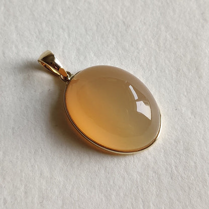 Natural Peach Moonstone Pendant, 14K Solid Yellow Gold Moonstone Pendant, June Birthstone, Bezel Pendant, Christmas Gift, Moonstone Jewelry