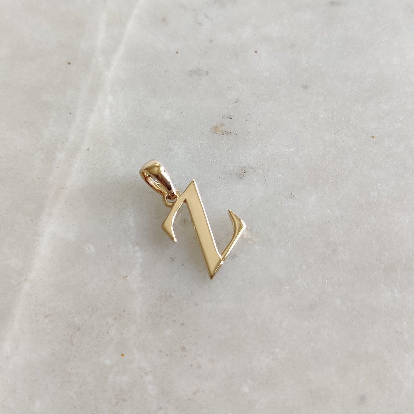 14K Gold Initial Z Pendant, Solid Yellow Gold Initial Z Charm Pendant, Gold Charm Pendant, Alphabet Z Pendant, Birthday Gift, Letter Pendant