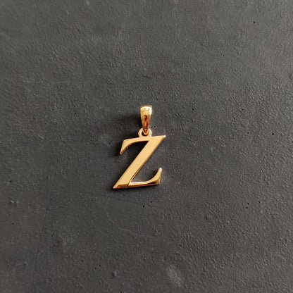 14K Gold Initial Z Pendant, Solid Yellow Gold Initial Z Charm Pendant, Gold Charm Pendant, Alphabet Z Pendant, Birthday Gift, Letter Pendant