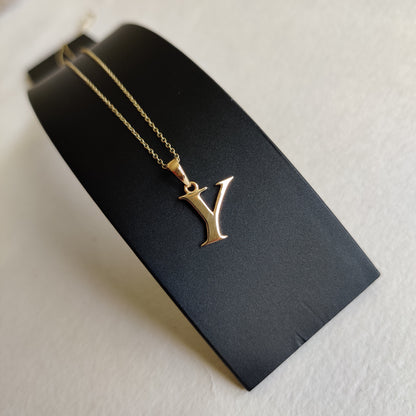 14K Gold Initial Y Pendant, Solid Yellow Gold Initial Y Charm Pendant, Gold Charm Pendant, Alphabet Y Pendant, Birthday Gift, Letter Pendant