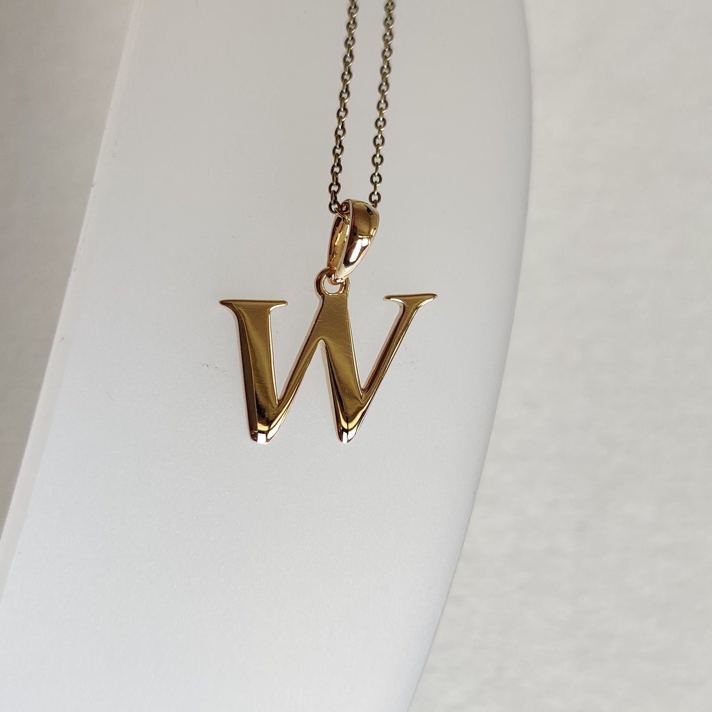 14K Gold Initial W Pendant, Solid Yellow Gold Initial W Charm Pendant, Gold Charm Pendant, Alphabet W Pendant, Birthday Gift, Letter Pendant