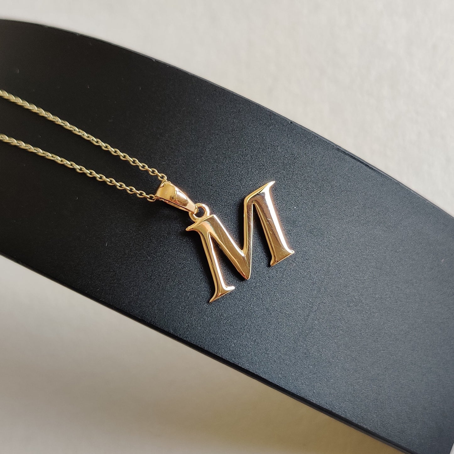 14K Gold Initial M Pendant, Solid Yellow Gold Initial M Charm Pendant, Gold Charm Pendant, Alphabet M Pendant, Birthday Gift, Letter Pendant