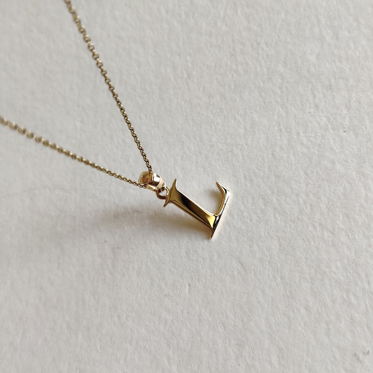 14K Gold Initial L Pendant, Solid Yellow Gold Initial L Charm Pendant, Gold Charm Pendant, Alphabet L Pendant, Birthday Gift, Letter Pendant