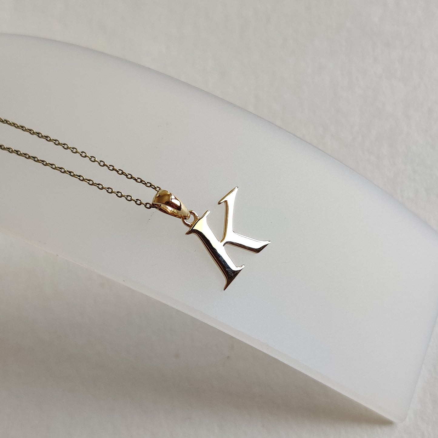 14K Gold Initial K Pendant, Solid Yellow Gold Initial K Charm Pendant, Gold Charm Pendant, Alphabet K Pendant, Birthday Gift, Letter Pendant