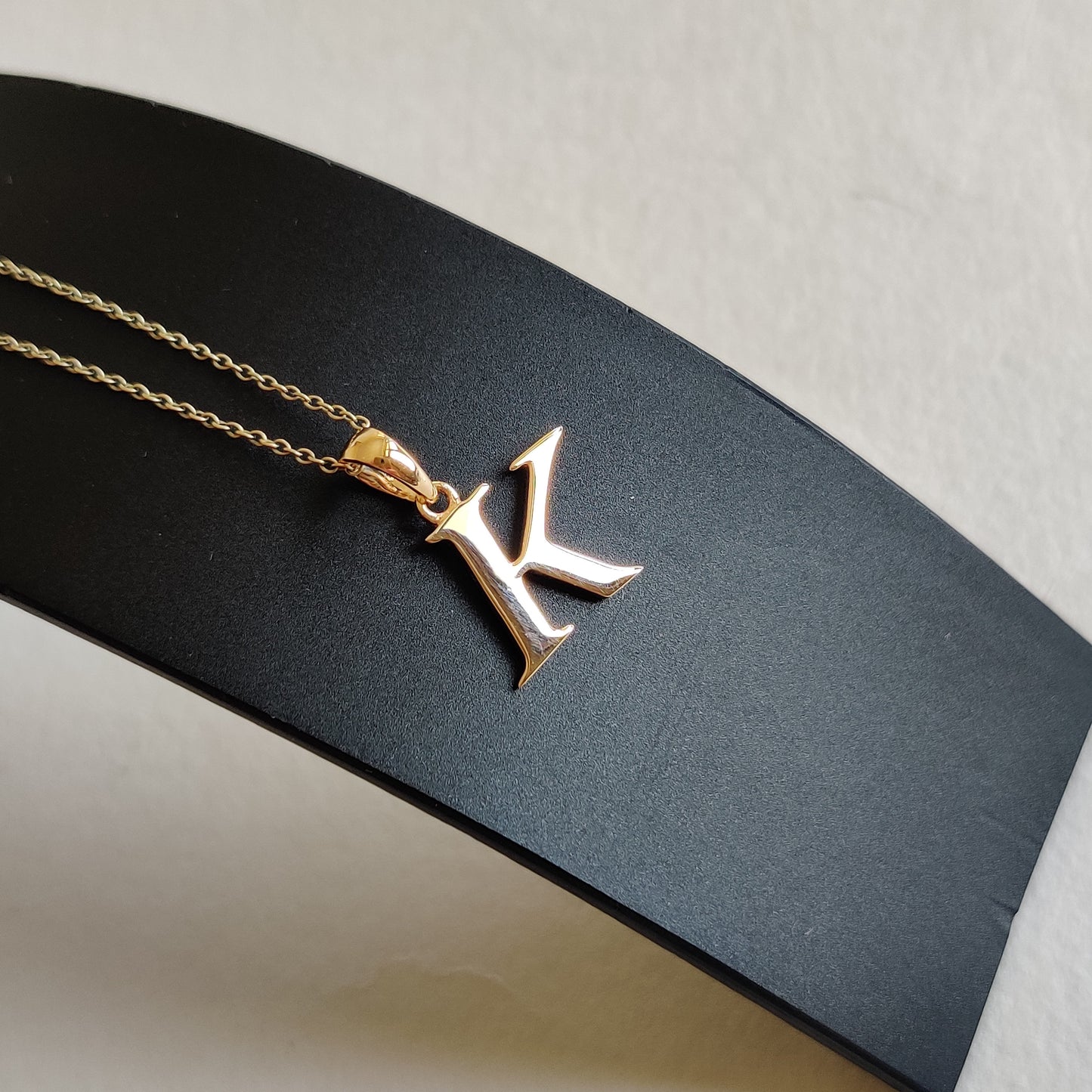 14K Gold Initial K Pendant, Solid Yellow Gold Initial K Charm Pendant, Gold Charm Pendant, Alphabet K Pendant, Birthday Gift, Letter Pendant