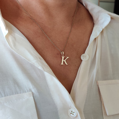 14K Gold Initial K Pendant, Solid Yellow Gold Initial K Charm Pendant, Gold Charm Pendant, Alphabet K Pendant, Birthday Gift, Letter Pendant