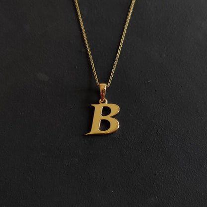 14K Gold Initial B Pendant, Solid Yellow Gold Initial B Charm Pendant, Gold Charm Pendant, Alphabet B Pendant, Birthday Gift, Letter Pendant