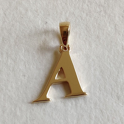 14K Gold Initial A Pendant, Solid Yellow Gold Initial A Charm Pendant, Gold Charm Pendant, Alphabet A Pendant, Birthday Gift, Letter Pendant