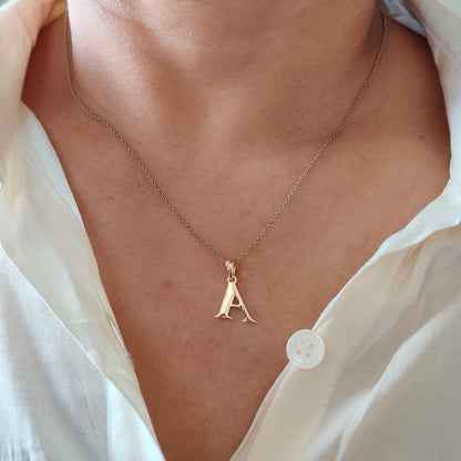 14K Gold Initial A Pendant, Solid Yellow Gold Initial A Charm Pendant, Gold Charm Pendant, Alphabet A Pendant, Birthday Gift, Letter Pendant