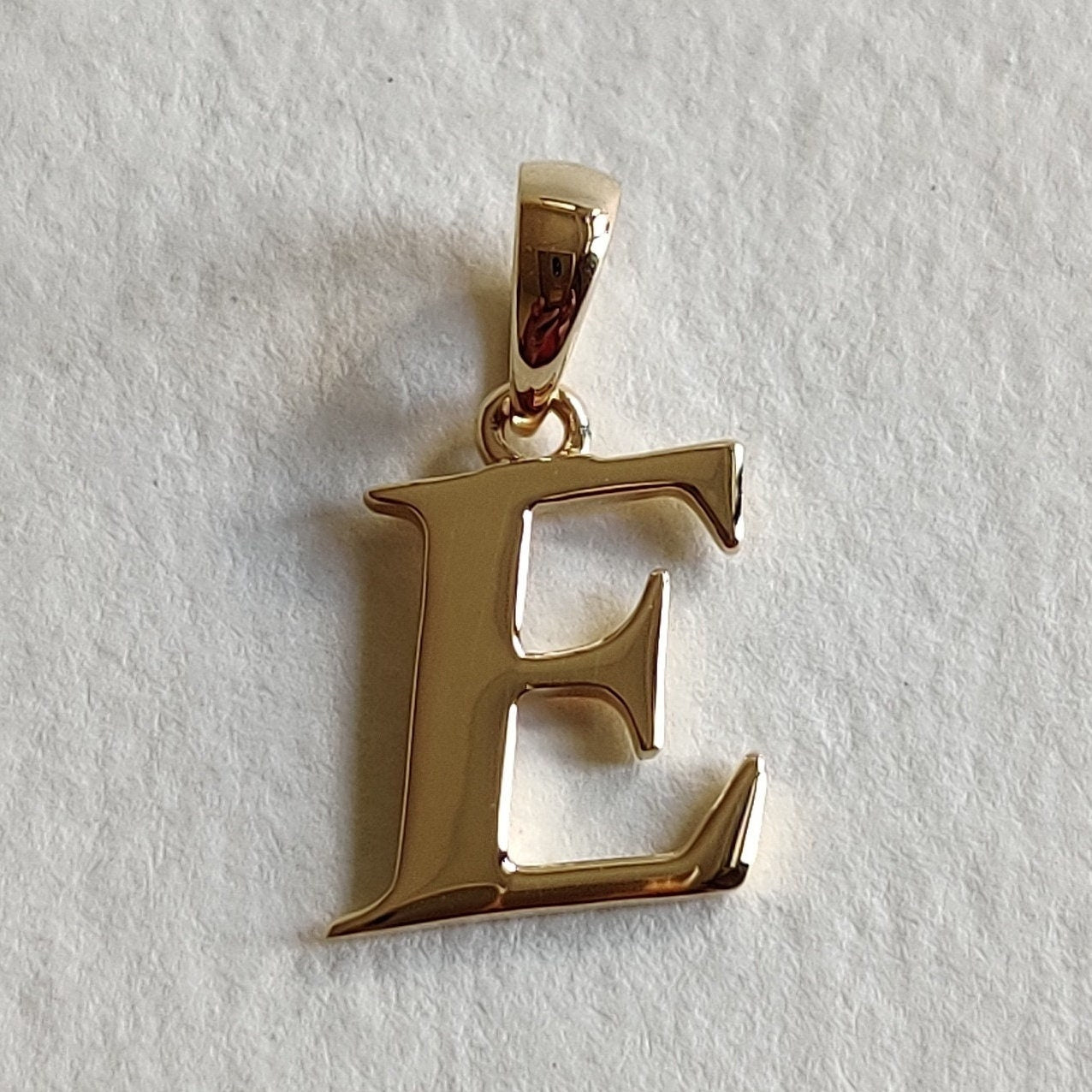 14K Gold Initial E Pendant, Solid Yellow Gold Initial E Charm Pendant, Gold Charm Pendant, Alphabet E Pendant, Birthday Gift, Letter Pendant