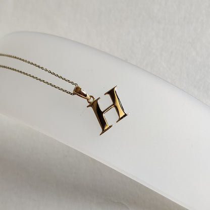 14K Gold Initial H Pendant, Solid Yellow Gold Initial H Charm Pendant, Gold Charm Pendant, Alphabet H Pendant, Birthday Gift, Letter Pendant