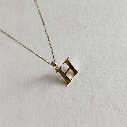 14K Gold Initial H Pendant, Solid Yellow Gold Initial H Charm Pendant, Gold Charm Pendant, Alphabet H Pendant, Birthday Gift, Letter Pendant